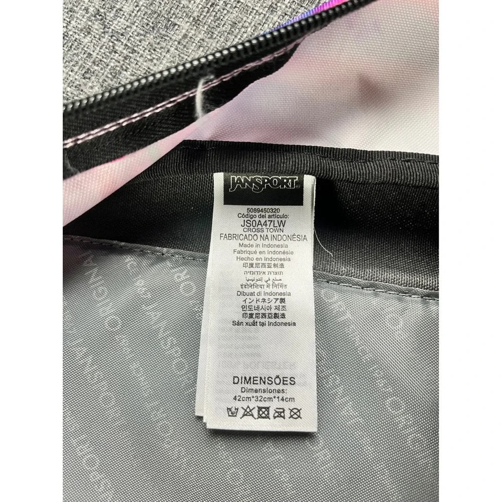 JanSport Cross Town Backpack Tropical Sunset Palm Tree Pink Purple School Bag